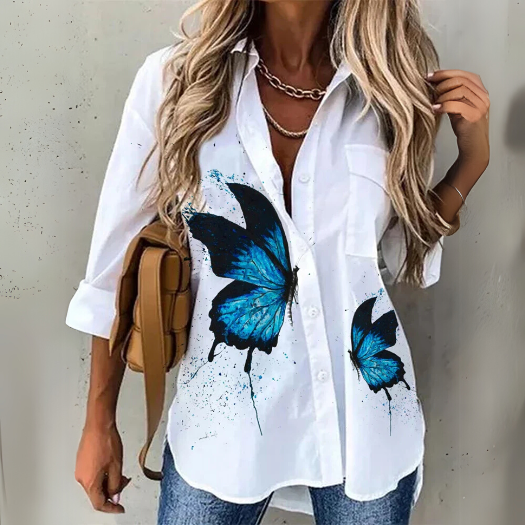 Laura – Button-Up Printed Breeze Blouse