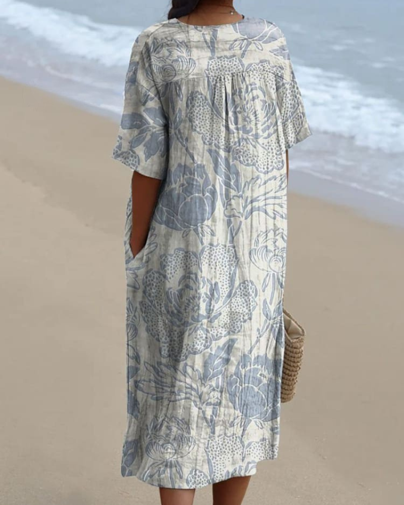 Eliza - Vintage Floral V-Neck Flowy Dress