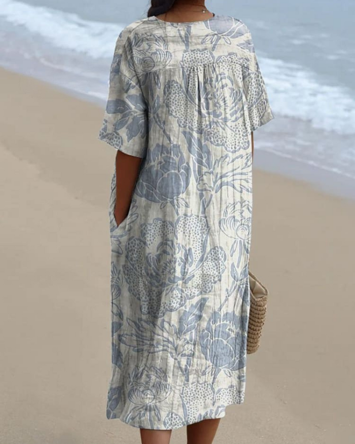 Eliza - Vintage Floral V-Neck Flowy Dress