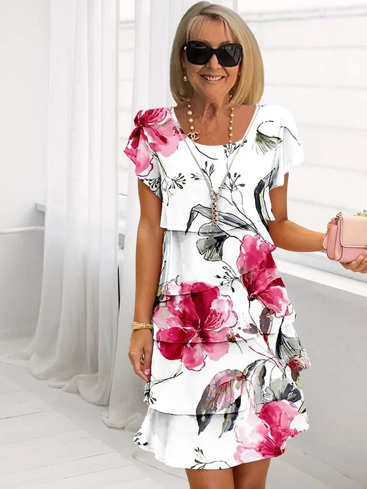 Maye - Ruffled Floral Pleated Dress