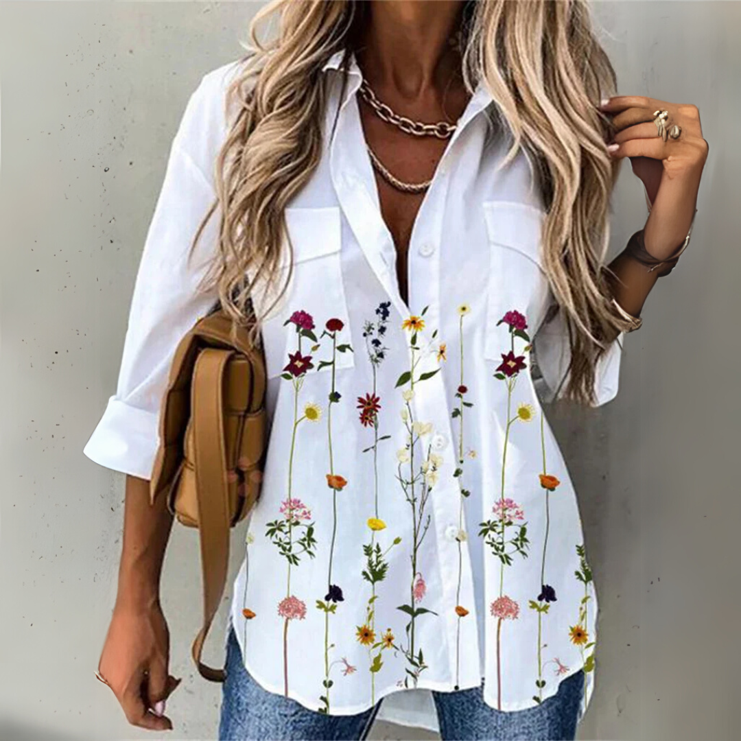 Laura – Button-Up Printed Breeze Blouse
