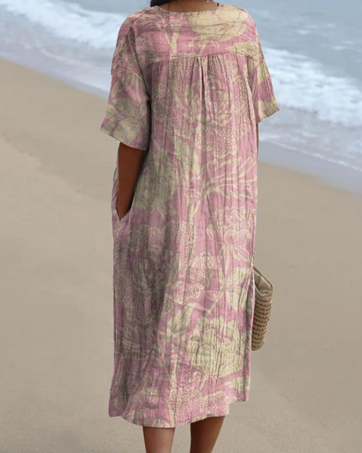 Eliza - Vintage Floral V-Neck Flowy Dress