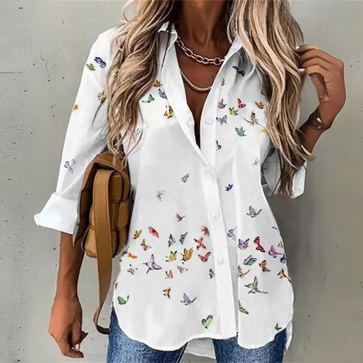 Laura – Button-Up Printed Breeze Blouse