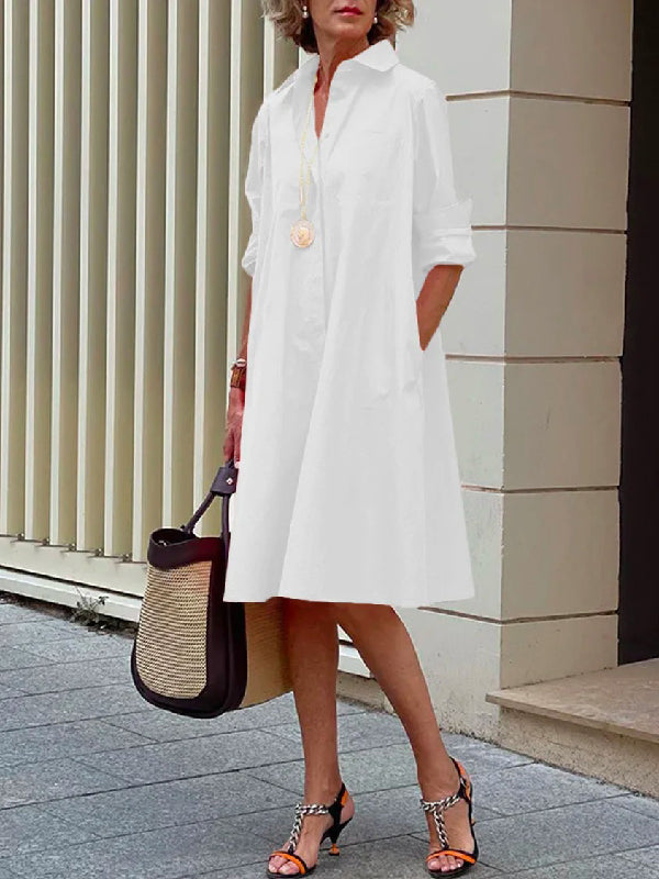 Cassie - Effortless Lapel Midi Dress