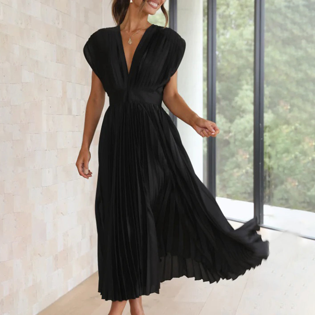 Mireille - Elegant Pleated Midi Dress