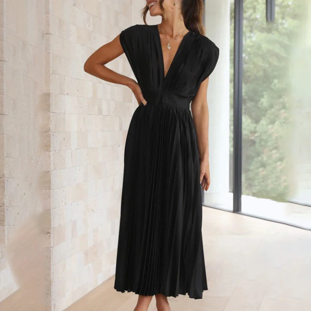 Mireille - Elegant Pleated Midi Dress