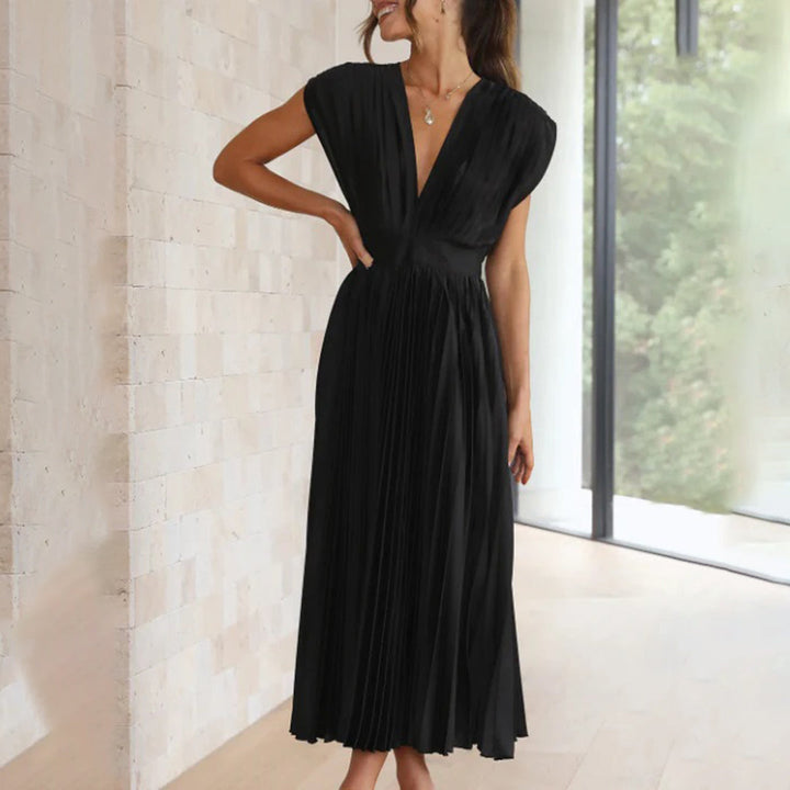 Mireille - Elegant Pleated Midi Dress