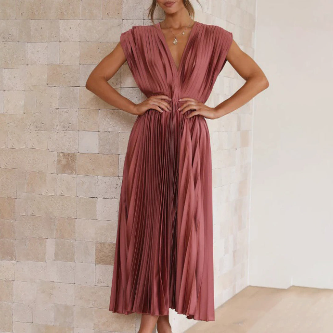 Mireille - Elegant Pleated Midi Dress