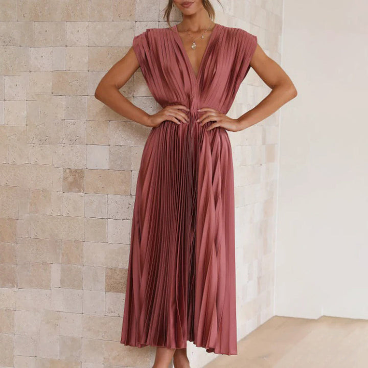 Mireille - Elegant Pleated Midi Dress