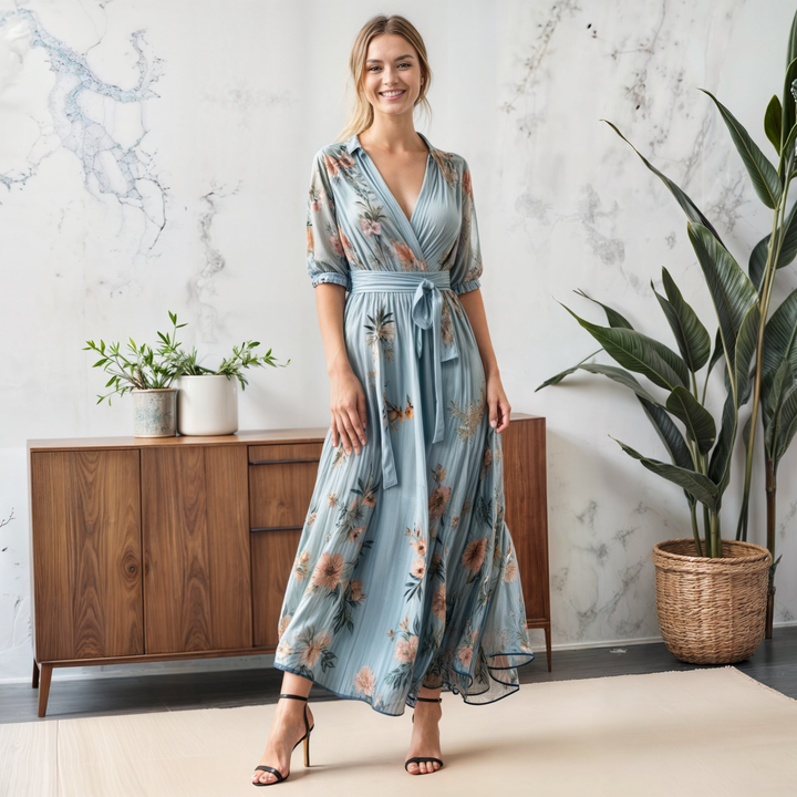 Stacey - V-Neck Midi Dress