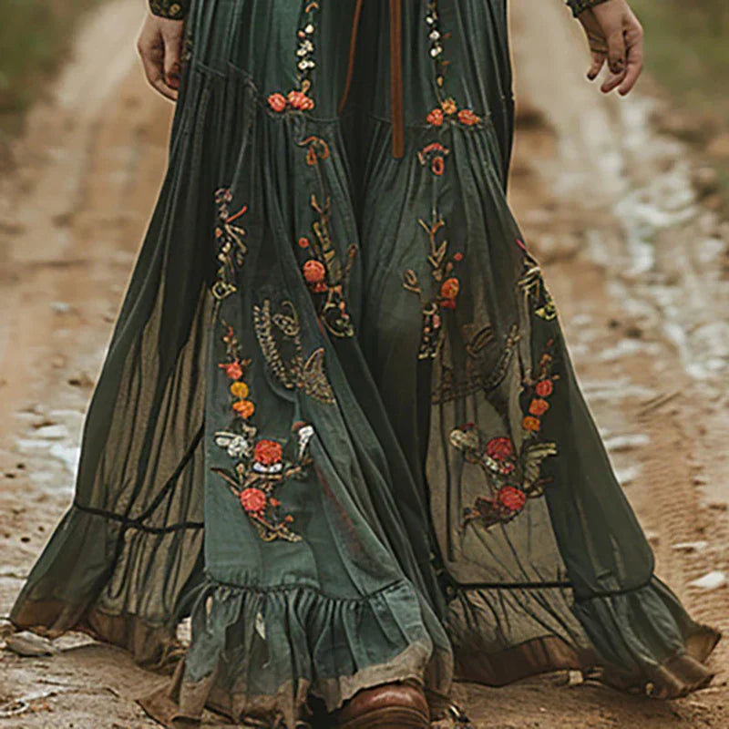 Selvara - Bohemian Floral Maxi Dress