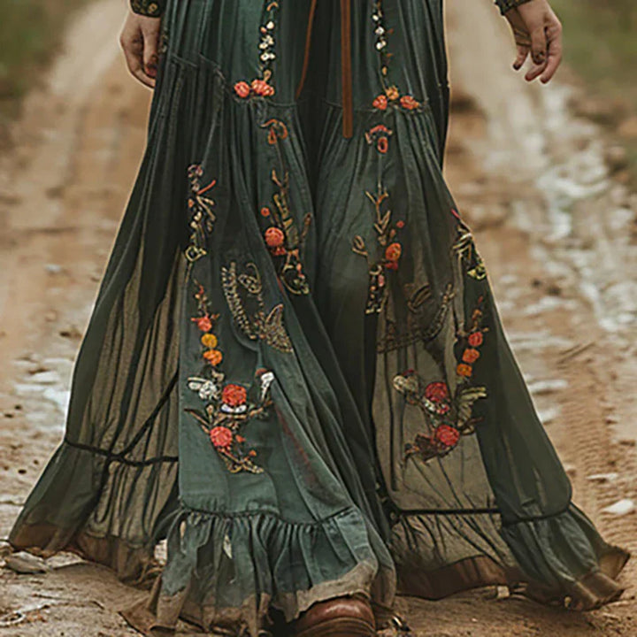 Selvara - Bohemian Floral Maxi Dress