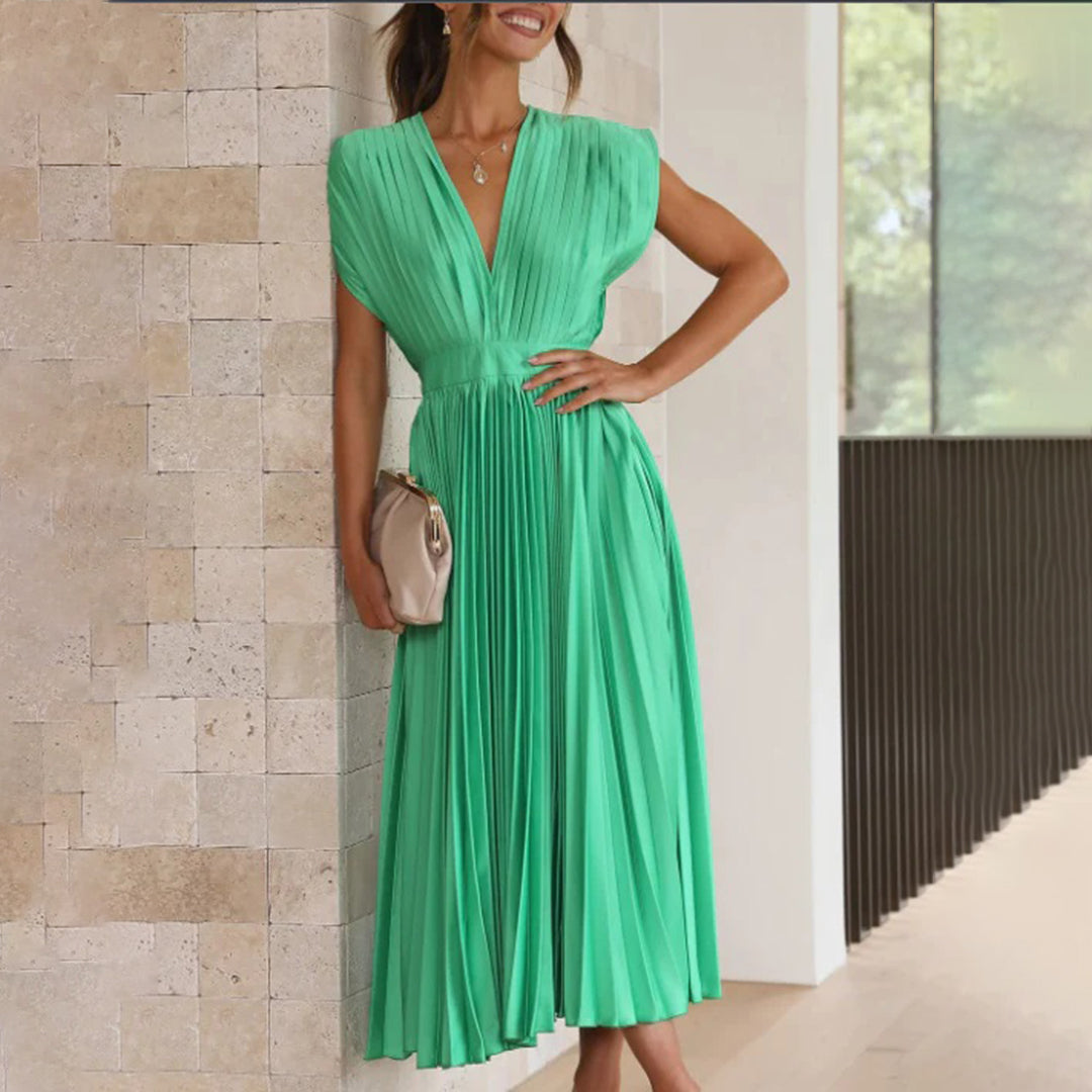 Mireille - Elegant Pleated Midi Dress