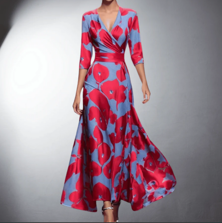 Zeny - Classic Floral V-Neck Maxi Dress
