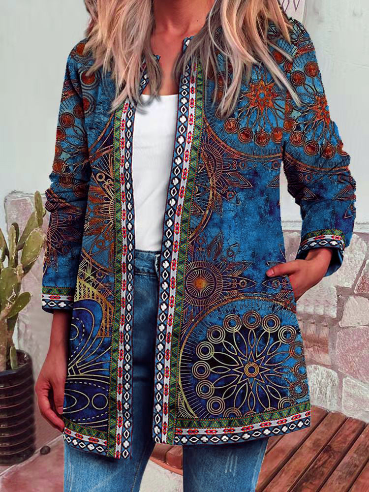 Layla - Comfy Retro Style Printed Cardigan