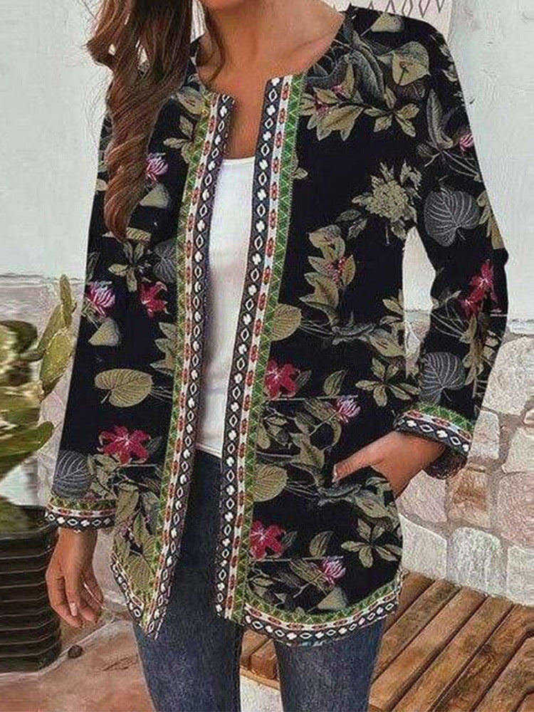 Leah - Artistic Retro Style Printed Cardigan