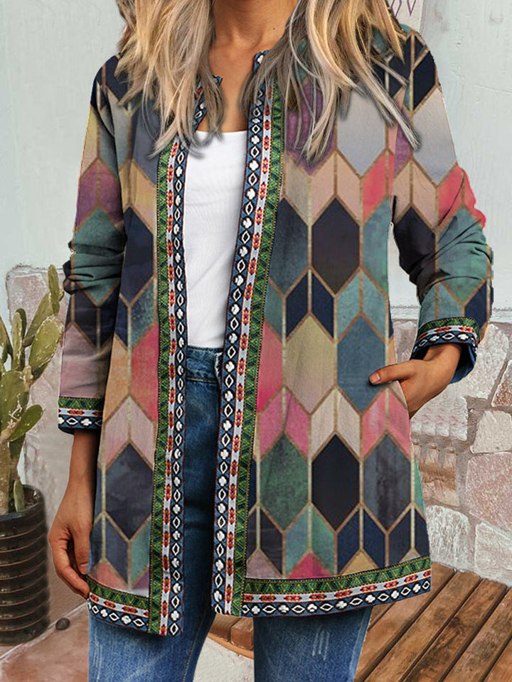 Haisley - Cozy Retro Style Printed Cardigan