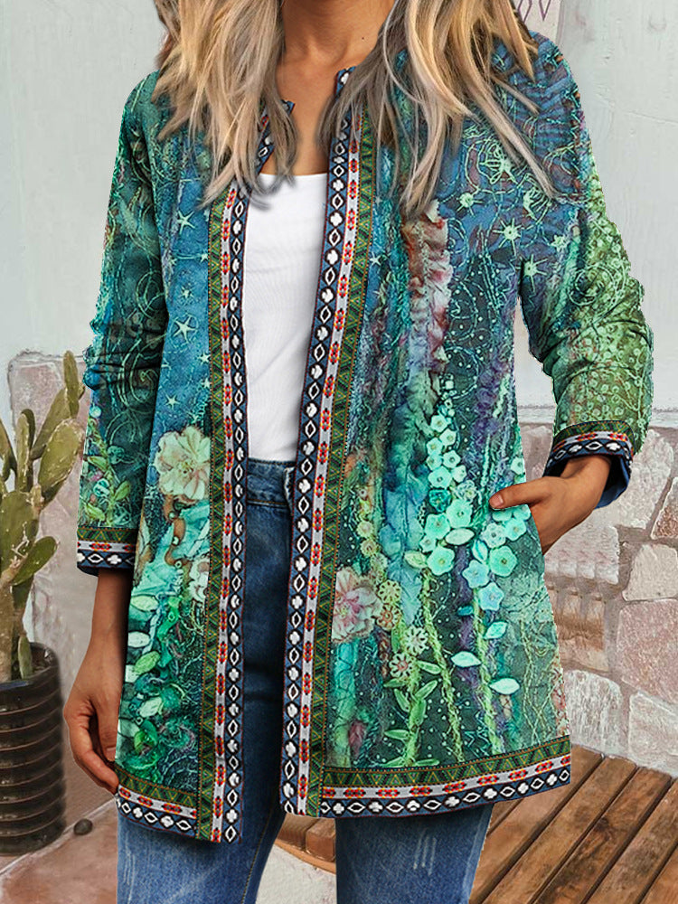 Layla - Comfy Retro Style Printed Cardigan