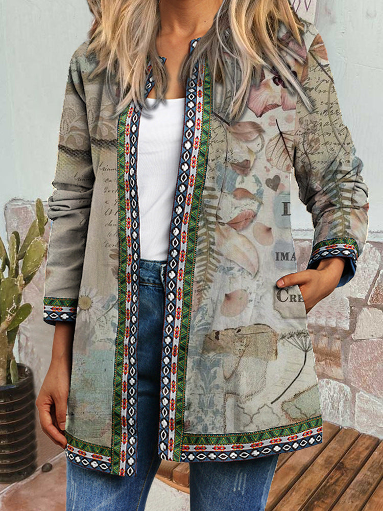 Leah - Artistic Retro Style Printed Cardigan