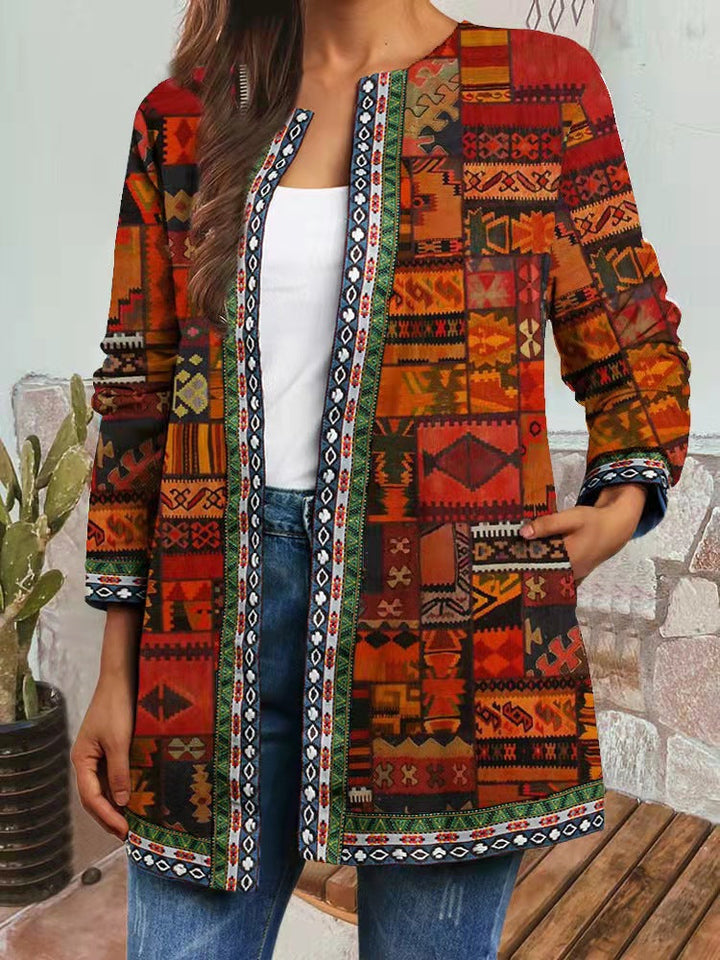 Haisley - Cozy Retro Style Printed Cardigan