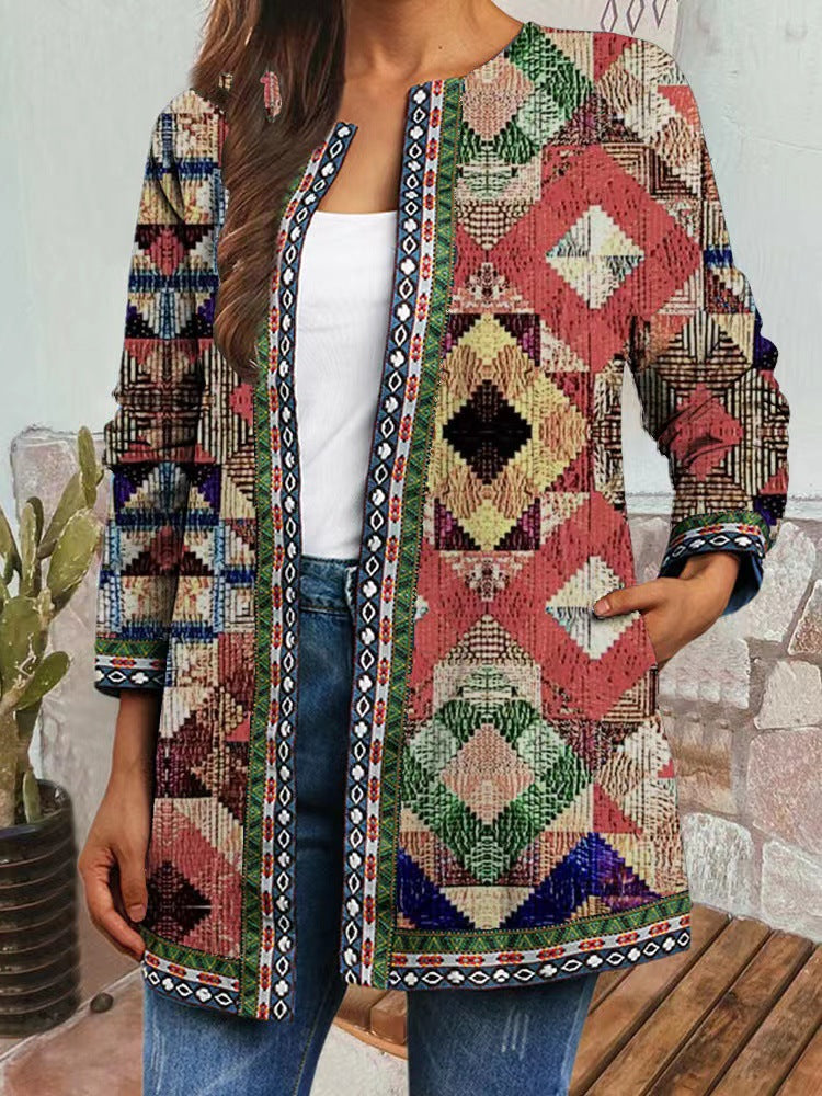 Leah - Artistic Retro Style Printed Cardigan