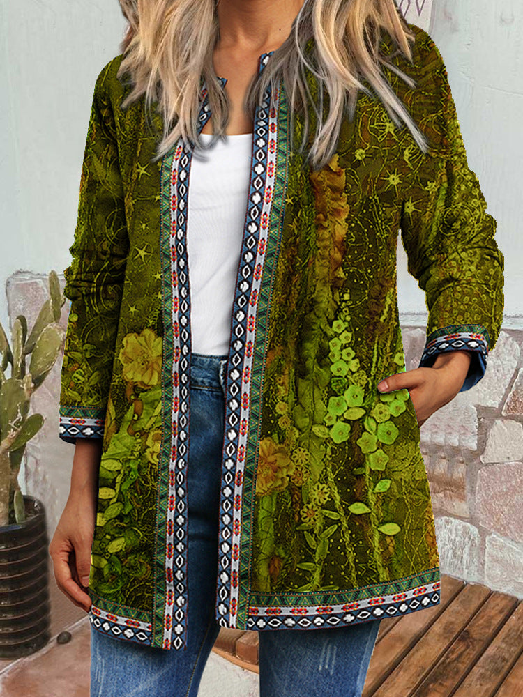 Layla - Comfy Retro Style Printed Cardigan