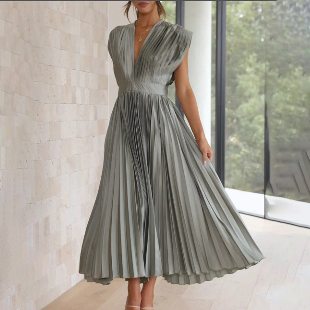 Mireille - Elegant Pleated Midi Dress