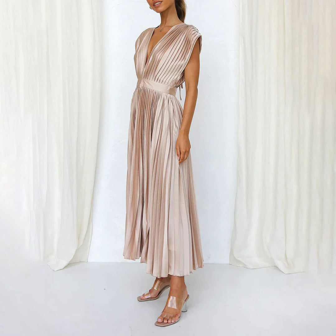 Mireille - Elegant Pleated Midi Dress