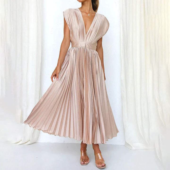 Mireille - Elegant Pleated Midi Dress