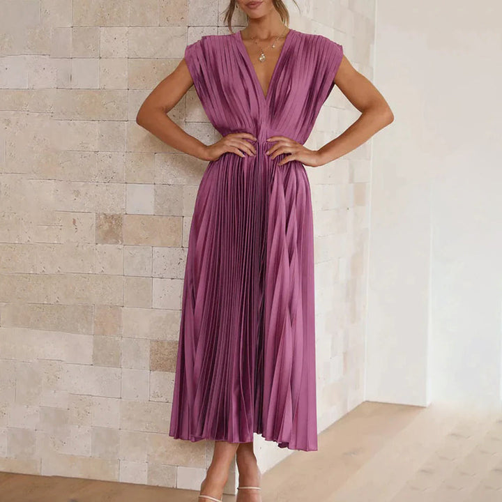 Mireille - Elegant Pleated Midi Dress