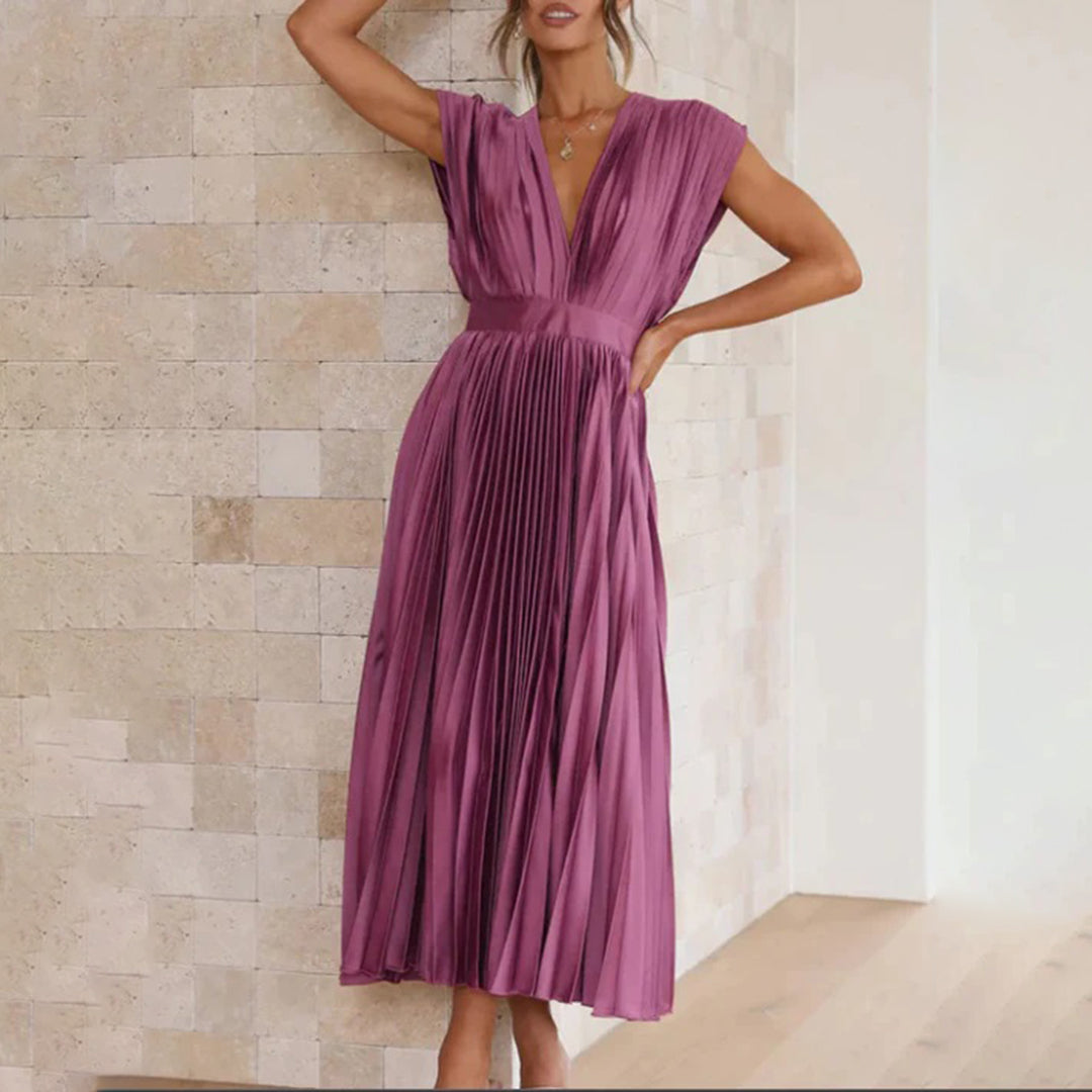 Mireille - Elegant Pleated Midi Dress
