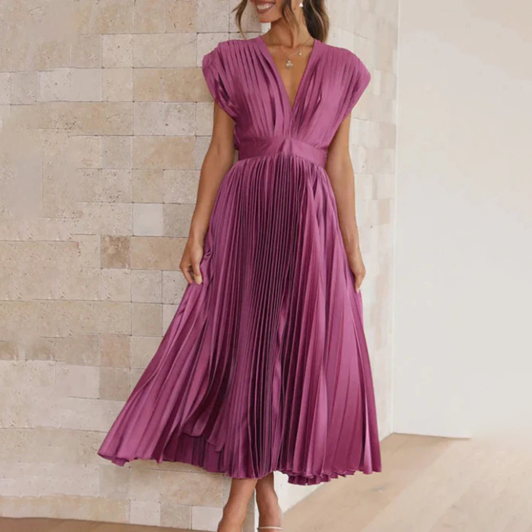 Mireille - Elegant Pleated Midi Dress