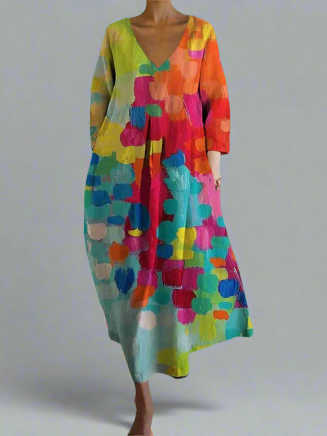 Isla - Print V-neck Dress
