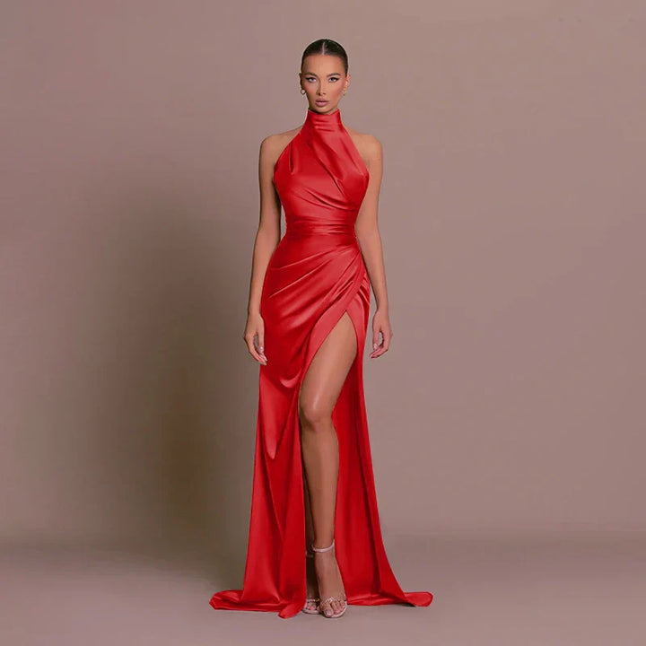 Mirela - Elegant Slit Halter Dress