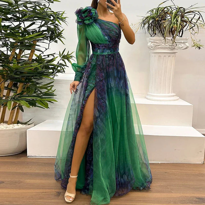 Margot – Elegant One-Shoulder Floral Dress
