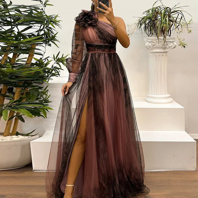 Margot – Elegant One-Shoulder Floral Dress