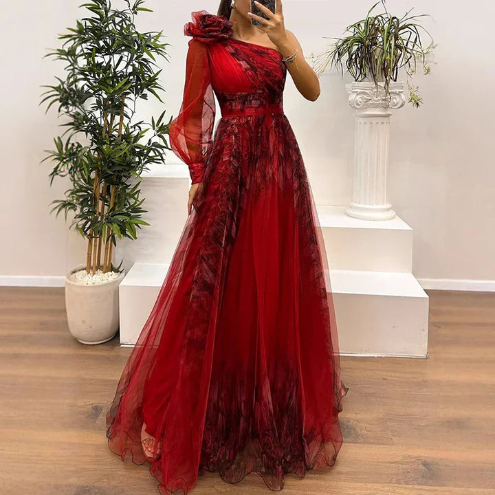 Margot – Elegant One-Shoulder Floral Dress