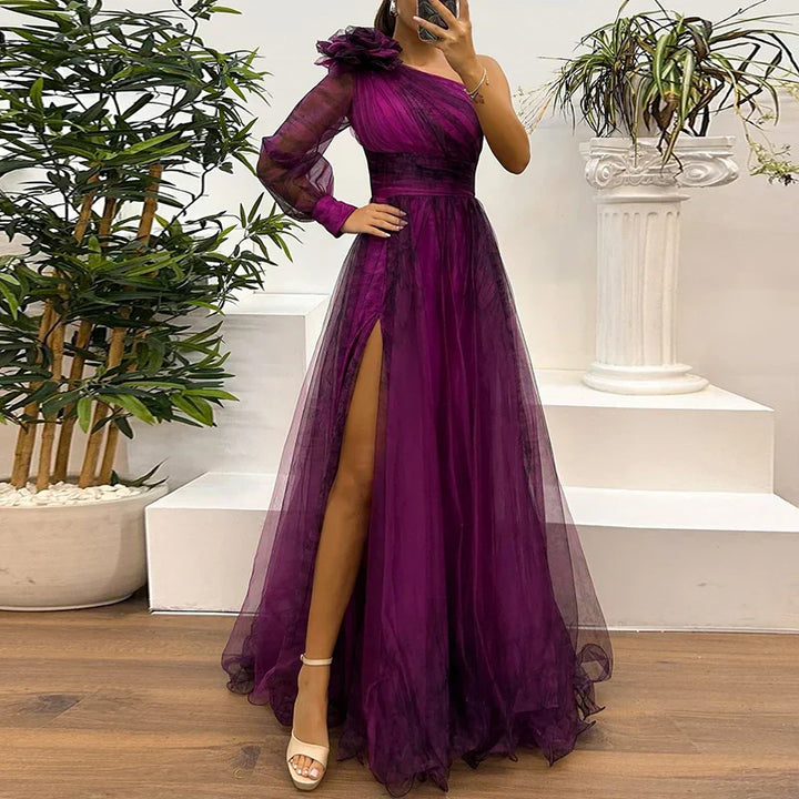 Margot – Elegant One-Shoulder Floral Dress