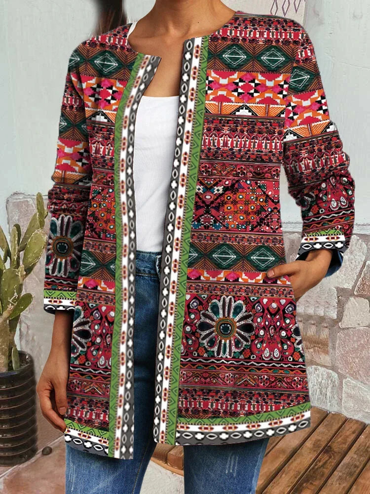 Layla - Comfy Retro Style Printed Cardigan
