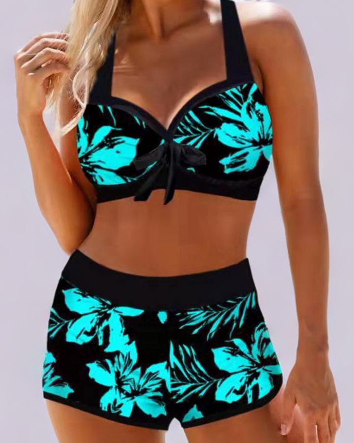 Alexis - Swimsuit with High Top and Floral Pattern