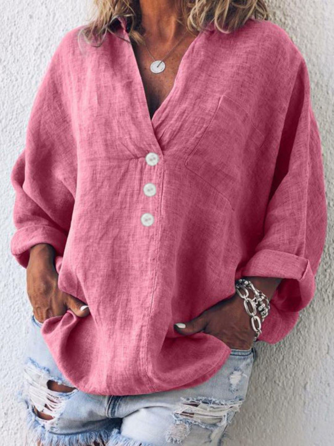 Freja – Laid-Back Button Shirt Blouse