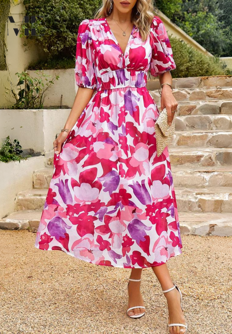 Monica - Elegant Floral Dress