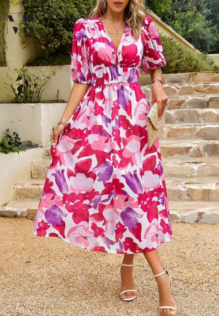 Monica - Elegant Floral Dress