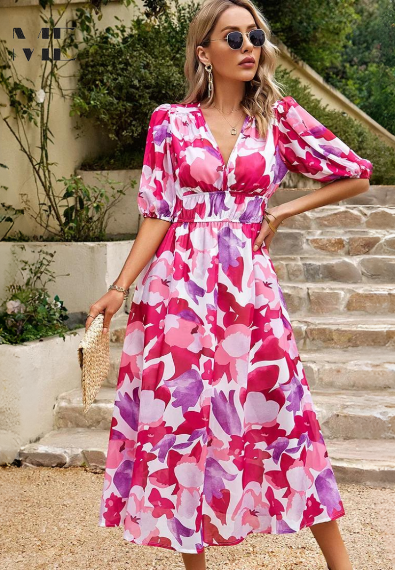 Monica - Elegant Floral Dress