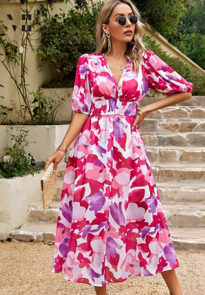 Monica - Elegant Floral Dress