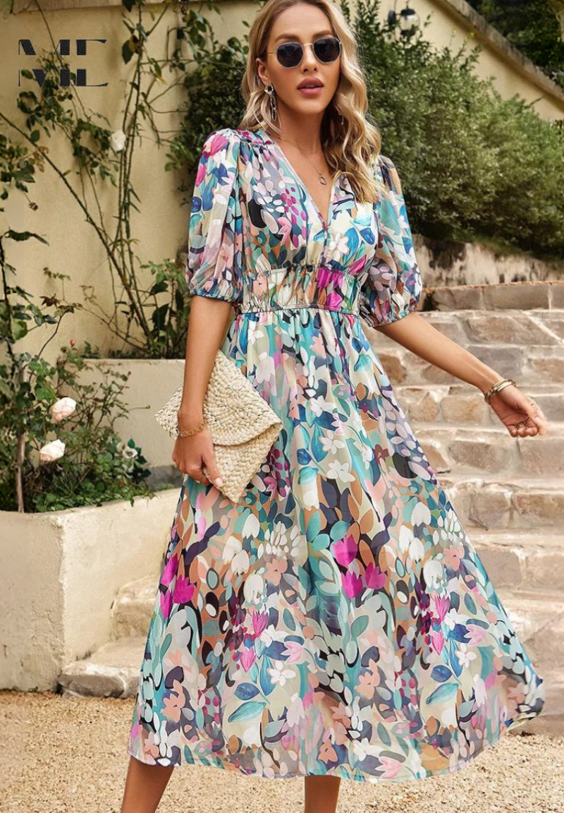 Monica - Elegant Floral Dress