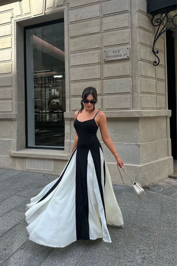 Mirabel - Elegant Monochrome Maxi Dress