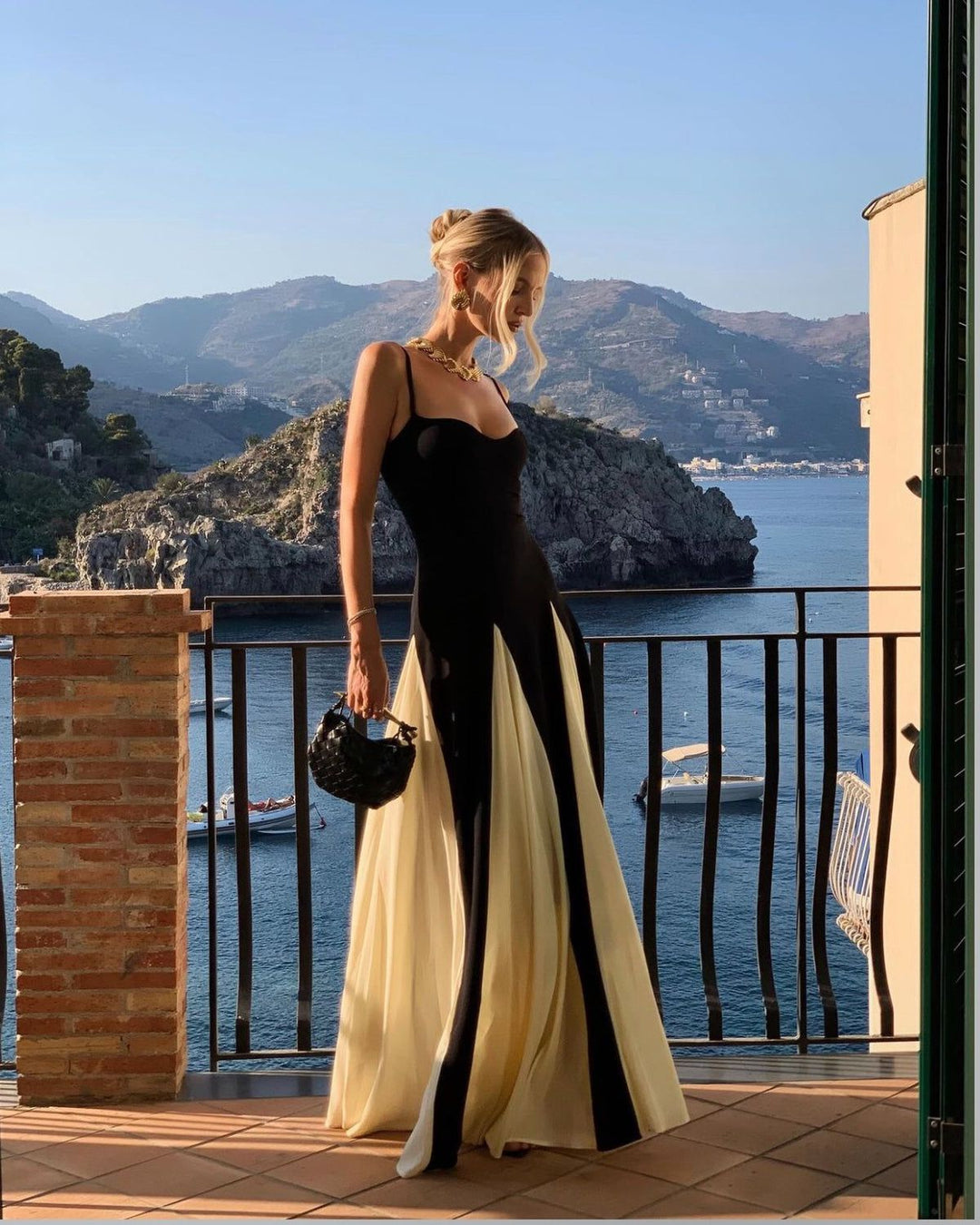 Mirabel - Elegant Monochrome Maxi Dress