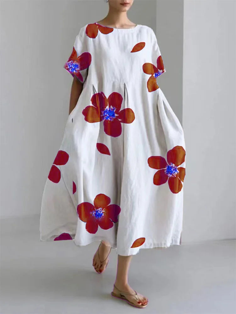 Norie - Spring Floral Round Neck Dress