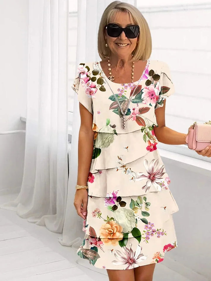 Maye - Ruffled Floral Pleated Dress